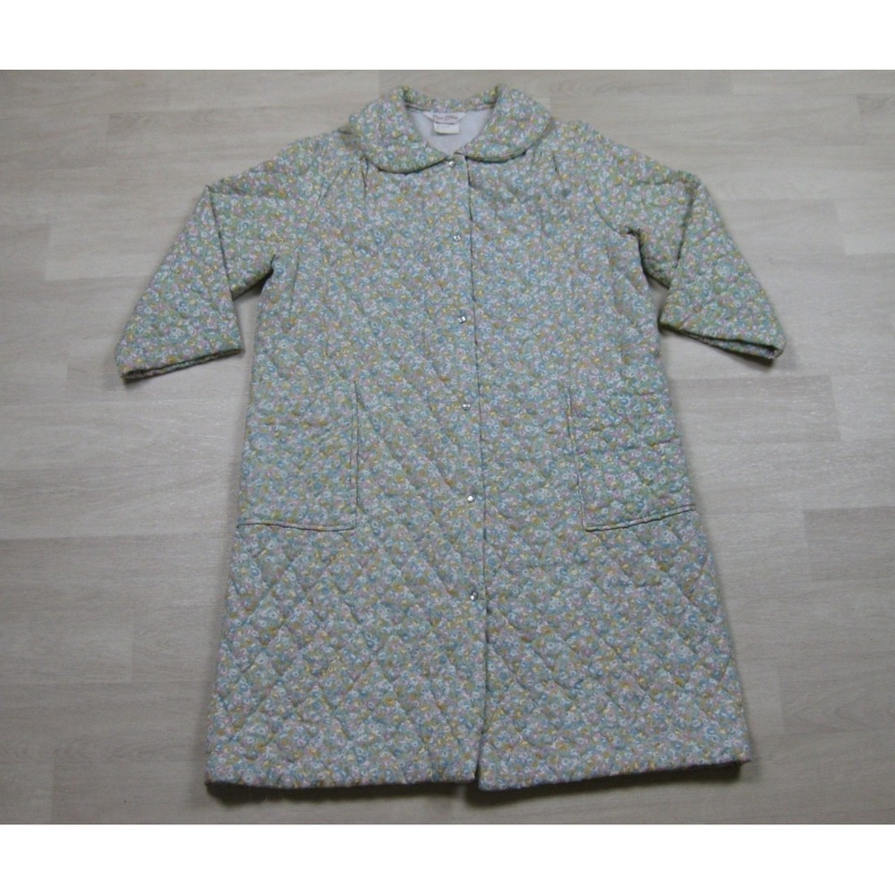 Vintage 70s Dan Ellen‎ Quilted Bed Jacket Women's (1X) Housecoat Robe Floral